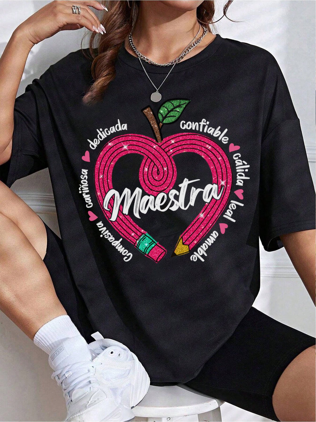Spanish Teacher Graphic Tee Maestra’s Pink Heart
