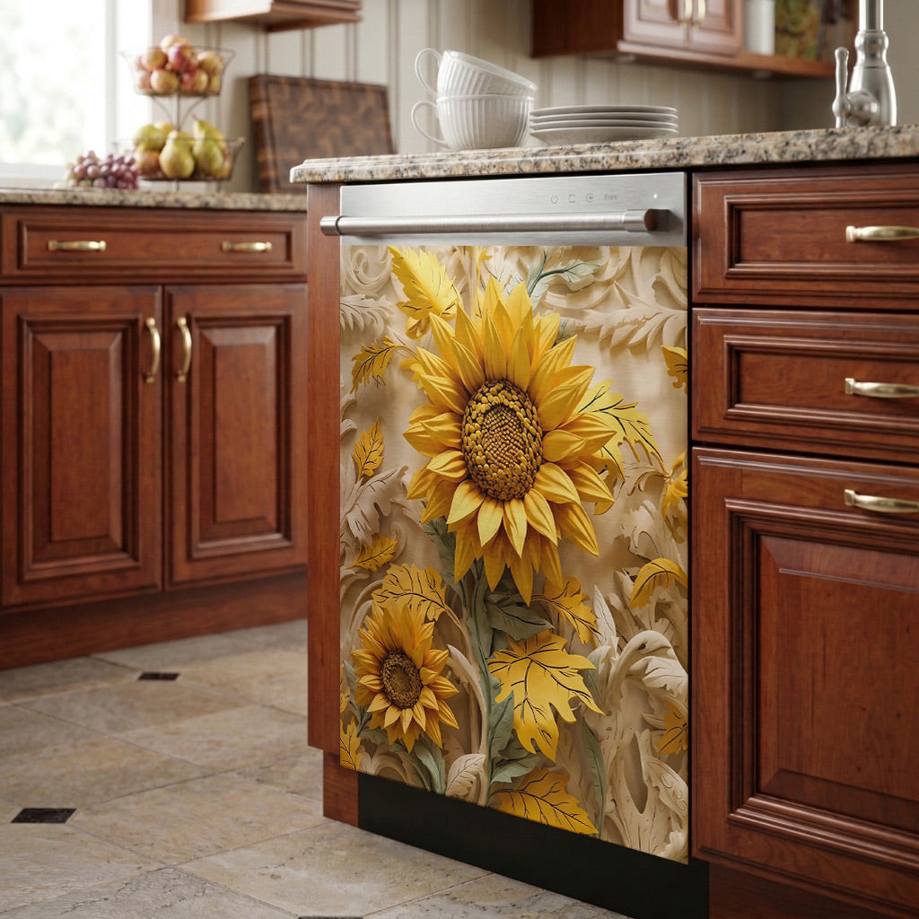 Sunlit Harvest Sunflower Magnetic Dishwasher Cover