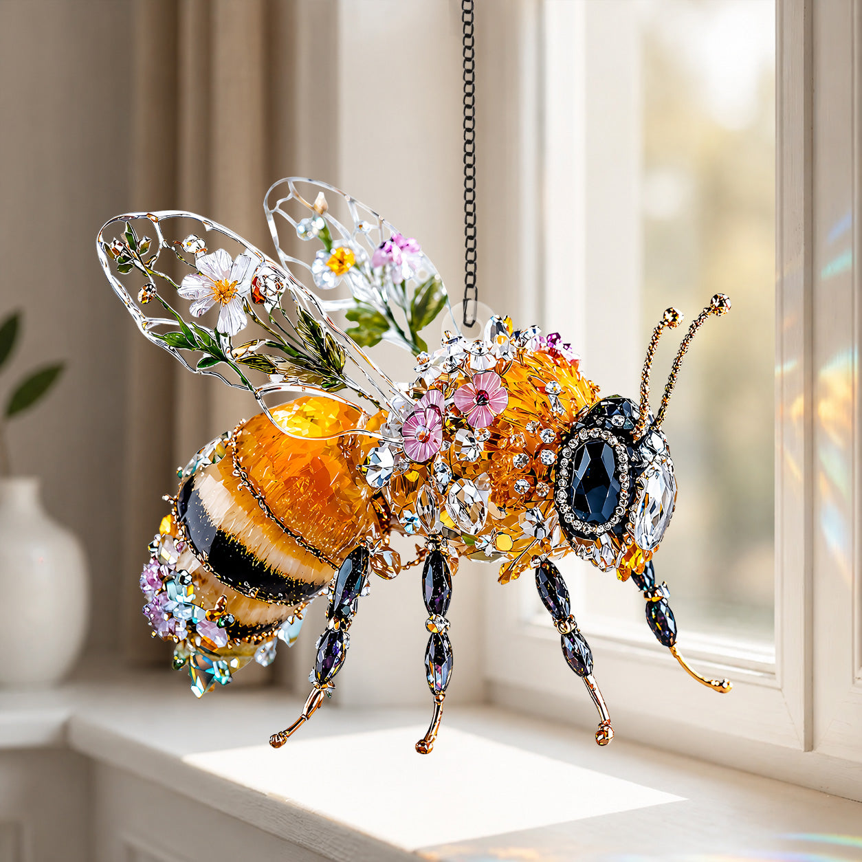 Jeweled Honeybee Garden Acrylic Suncatcher