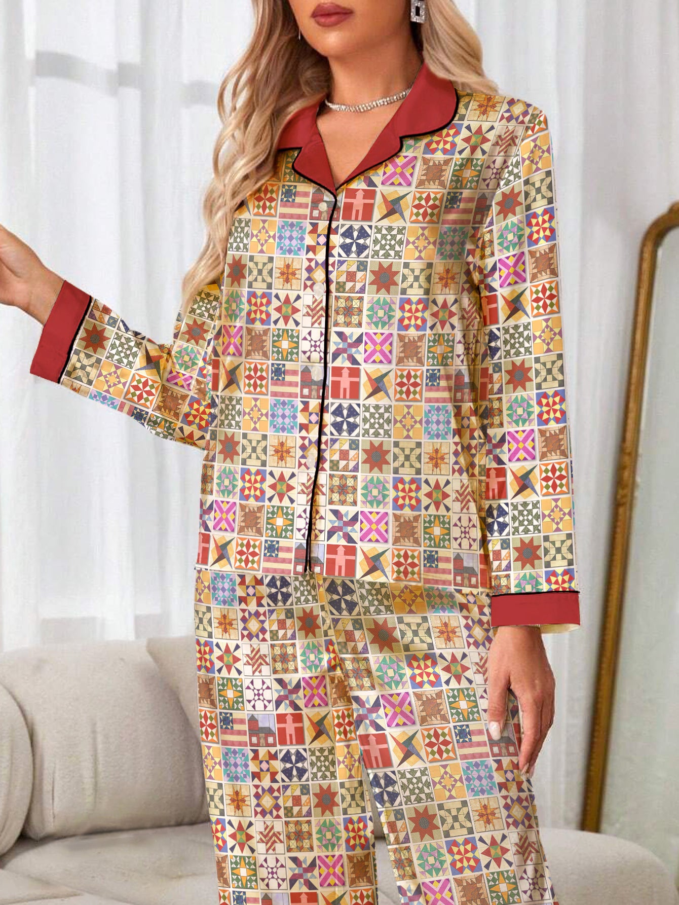 Quilting Lover Classic Pajama Set Quilt Blocks