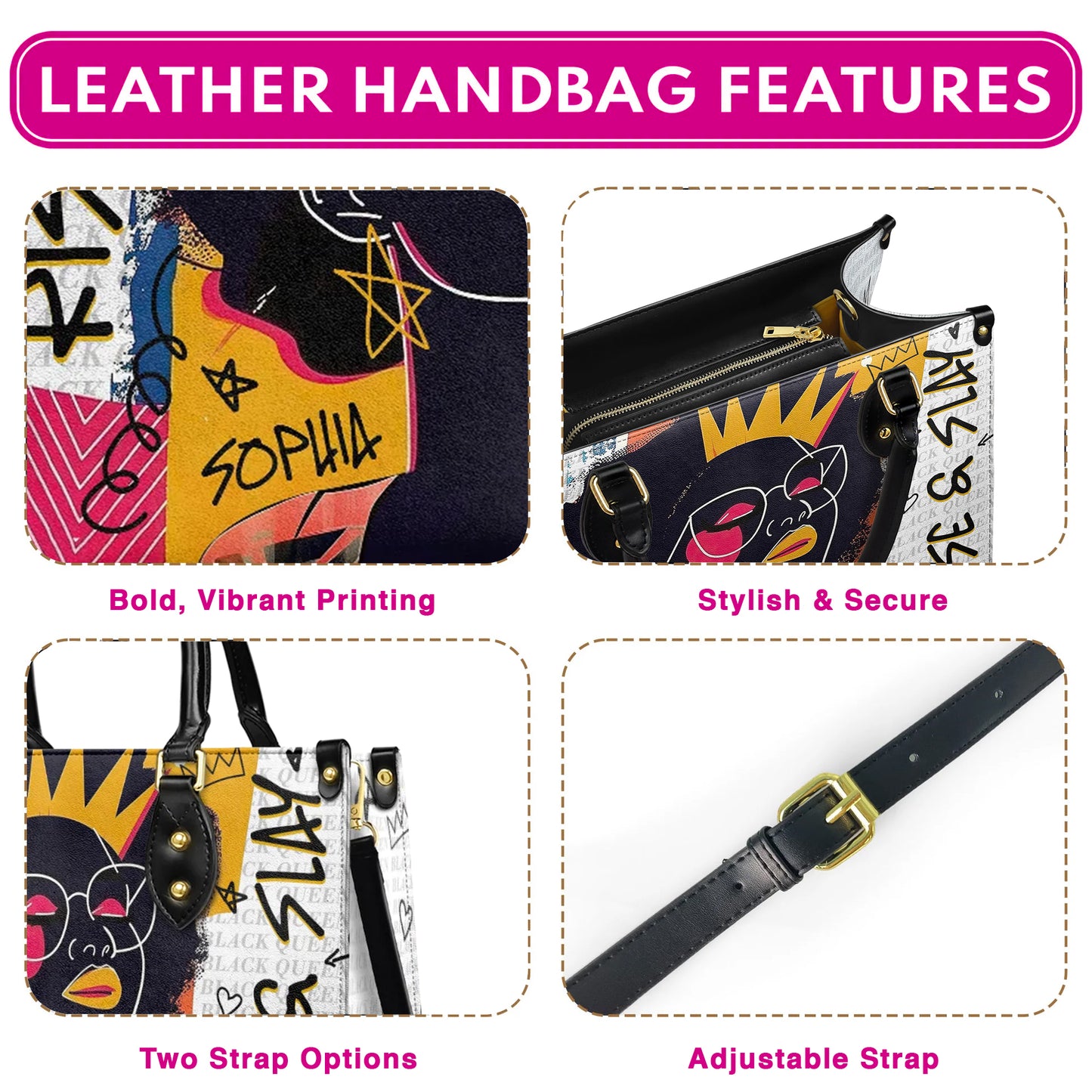 Cat Lover Leather Handbag Charming Blooms