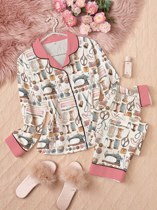 Sewing Lover Classic Pajama Set Vintage Sewing Tools