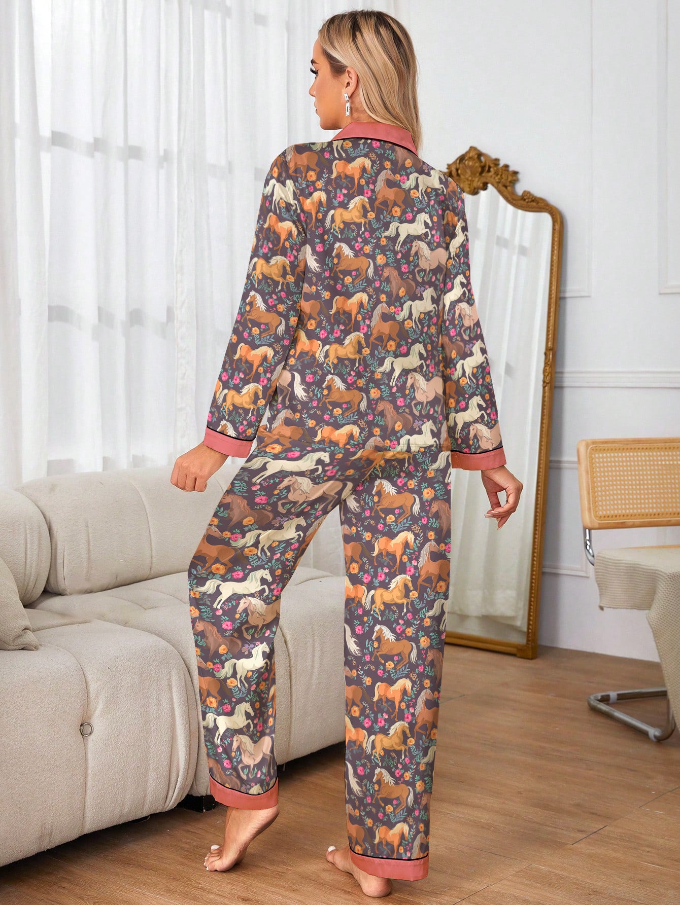 Horse Classic Pajama Set Floral Trot