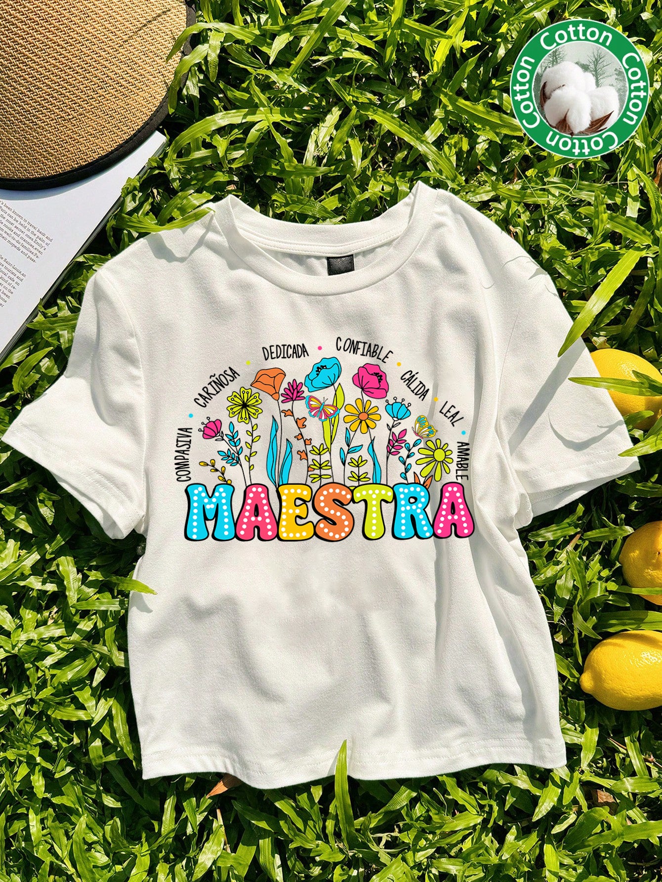 Spanish Teacher Graphic Tee Maestra en Flor