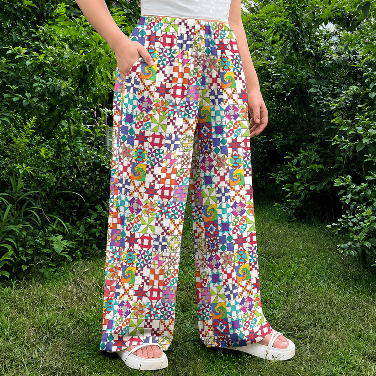 Sewing Lover Lounge Pants Colorful Quilt Blocks