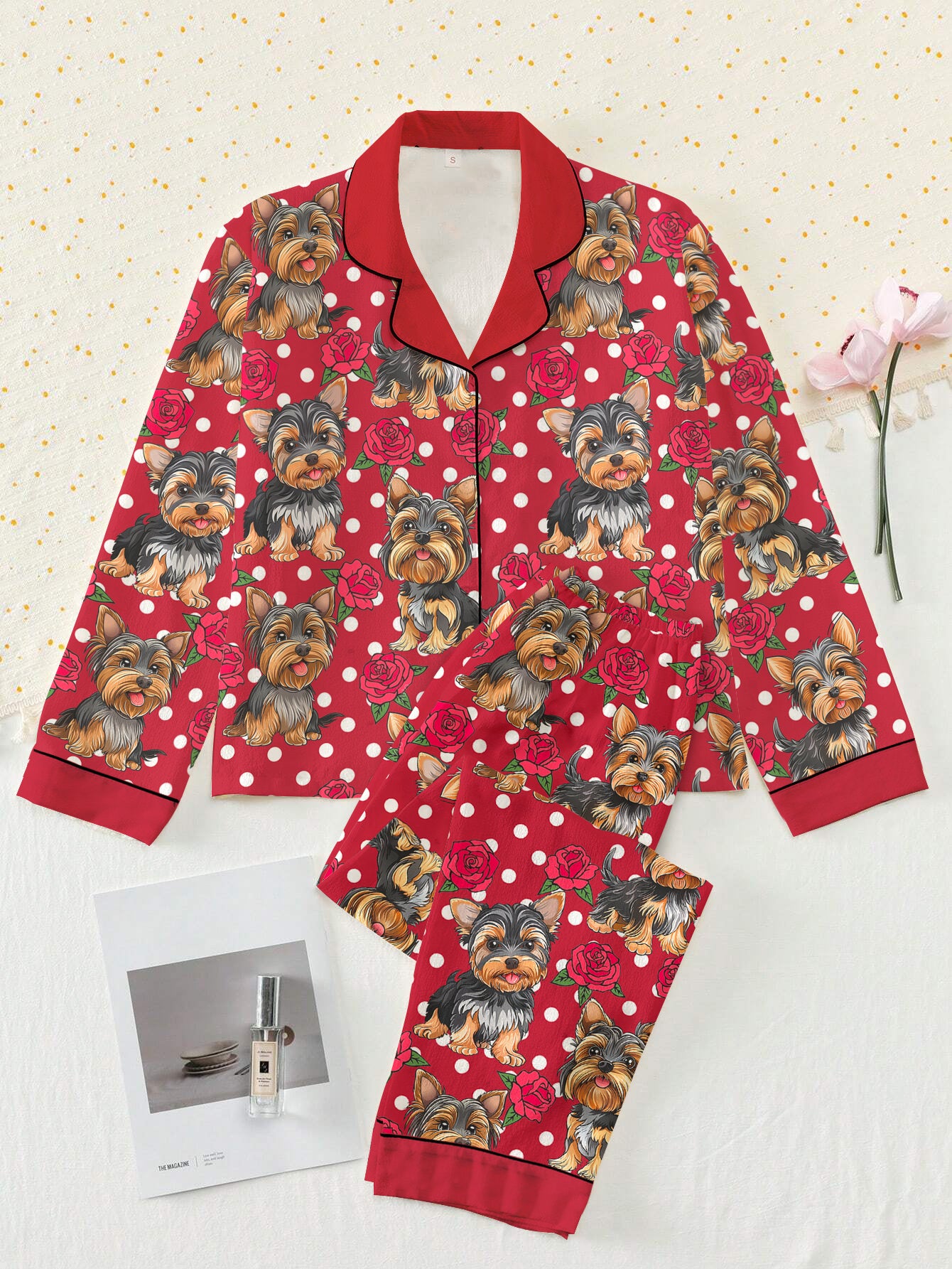 Yorkshire Terrier Classic Pajama Set Yorkie Rose Dreams