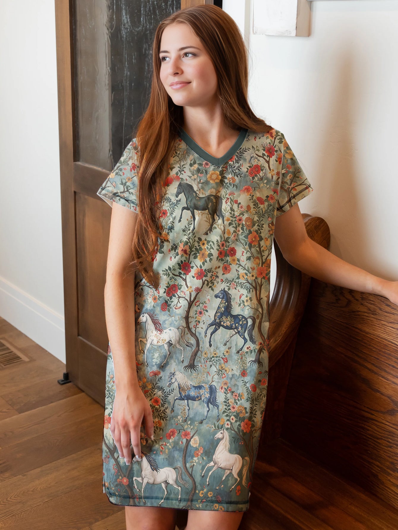 Horse V-neck Nightshirt Mystical Steeds