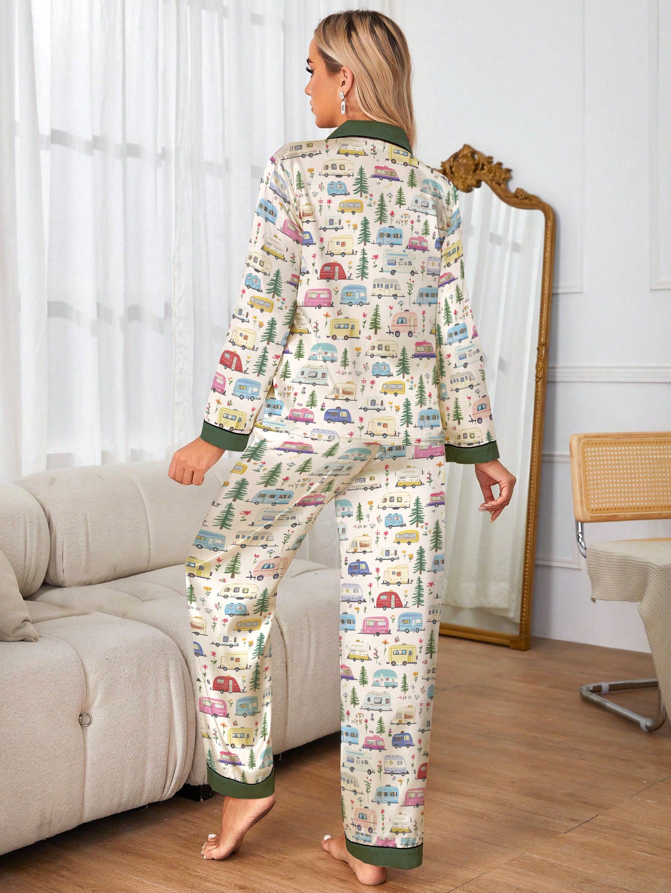 Camping Lover Classic Pajama Set Camping Forest Pattern