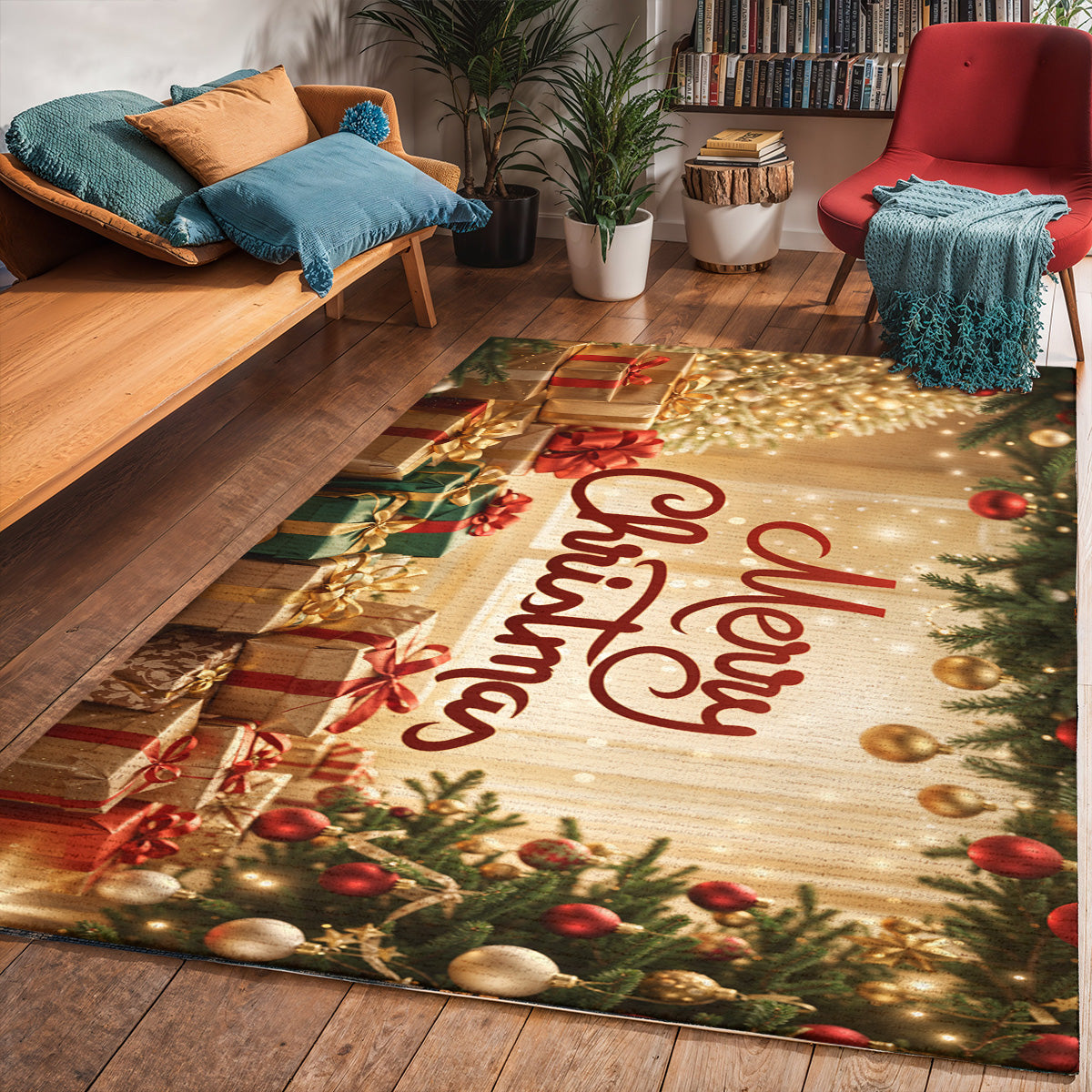 Christmas Area Rug Merry Christmas Magic