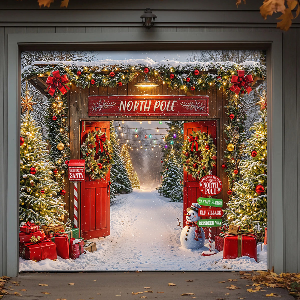 Christmas Garage Door Banner Decoration - Gateway to the North Pole Magic