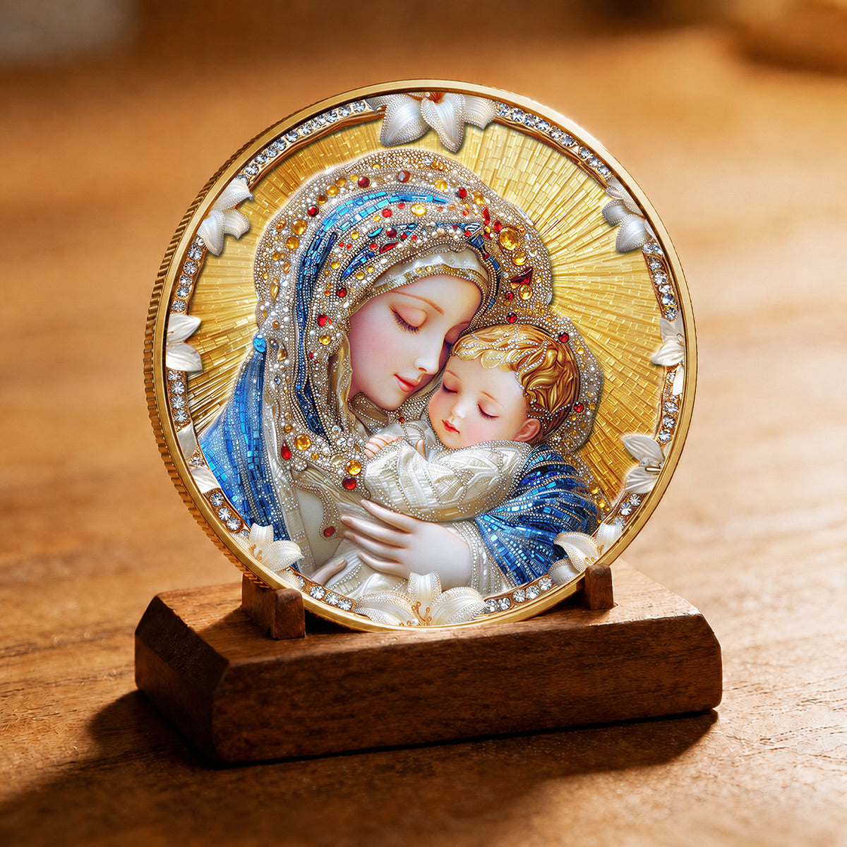 Our Lady of Grace Premium 3D Commemorative Coin – Hail Mary Prayer Keepsake