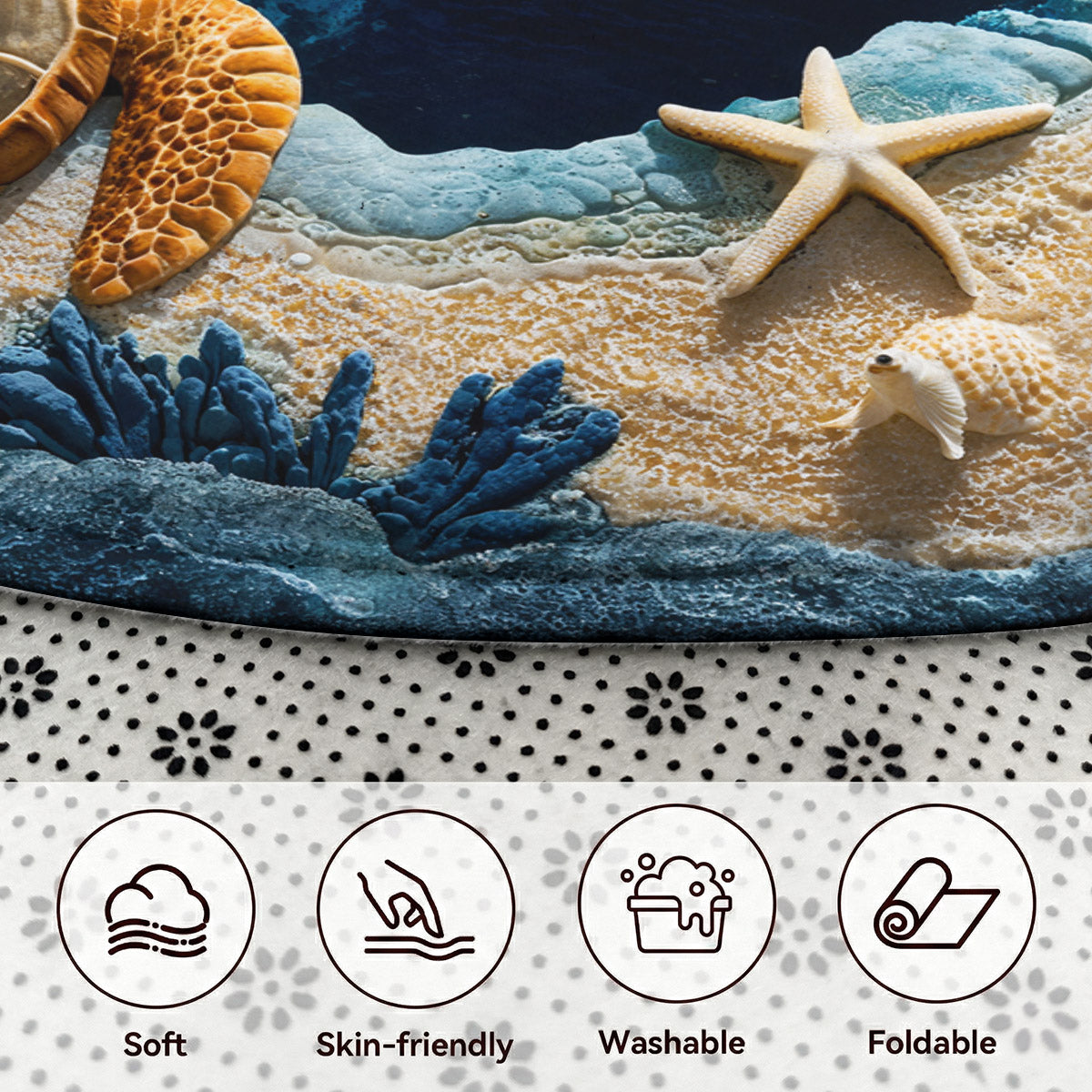Sea Turtle Round Rug 3D Illusion Flat Print Ocean Calm Coastal Decor