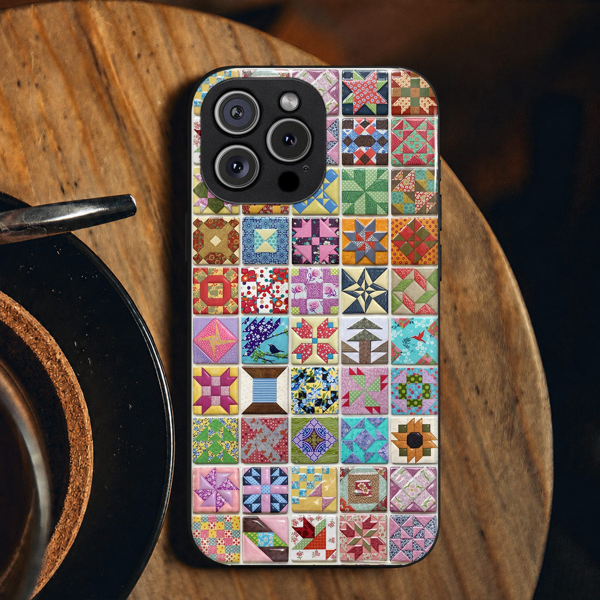 Sewing Lover Phone Case Patchwork Quilt Blocks Garden