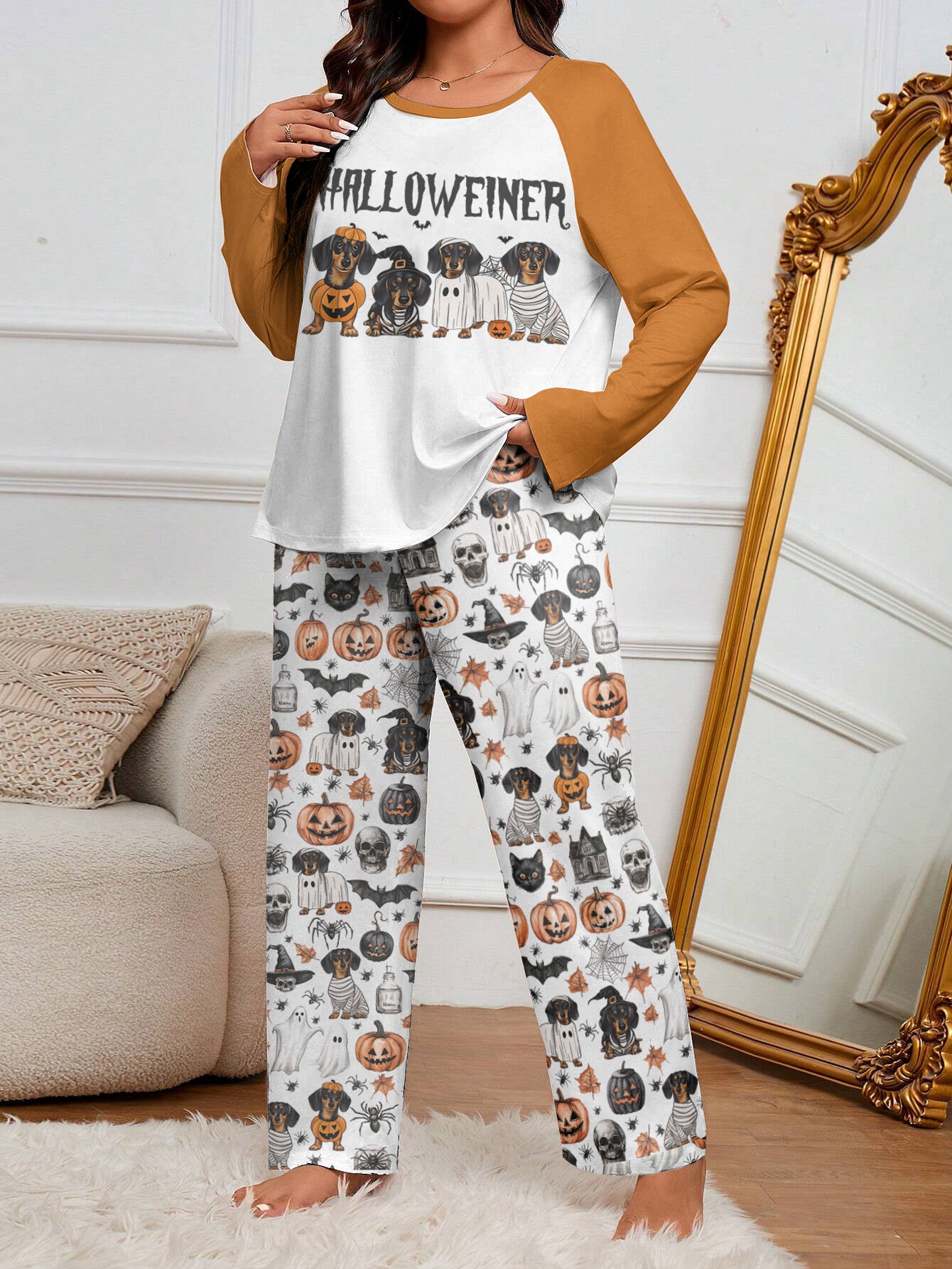 Dachshund Raglan Lounge Pajamas Halloweiner