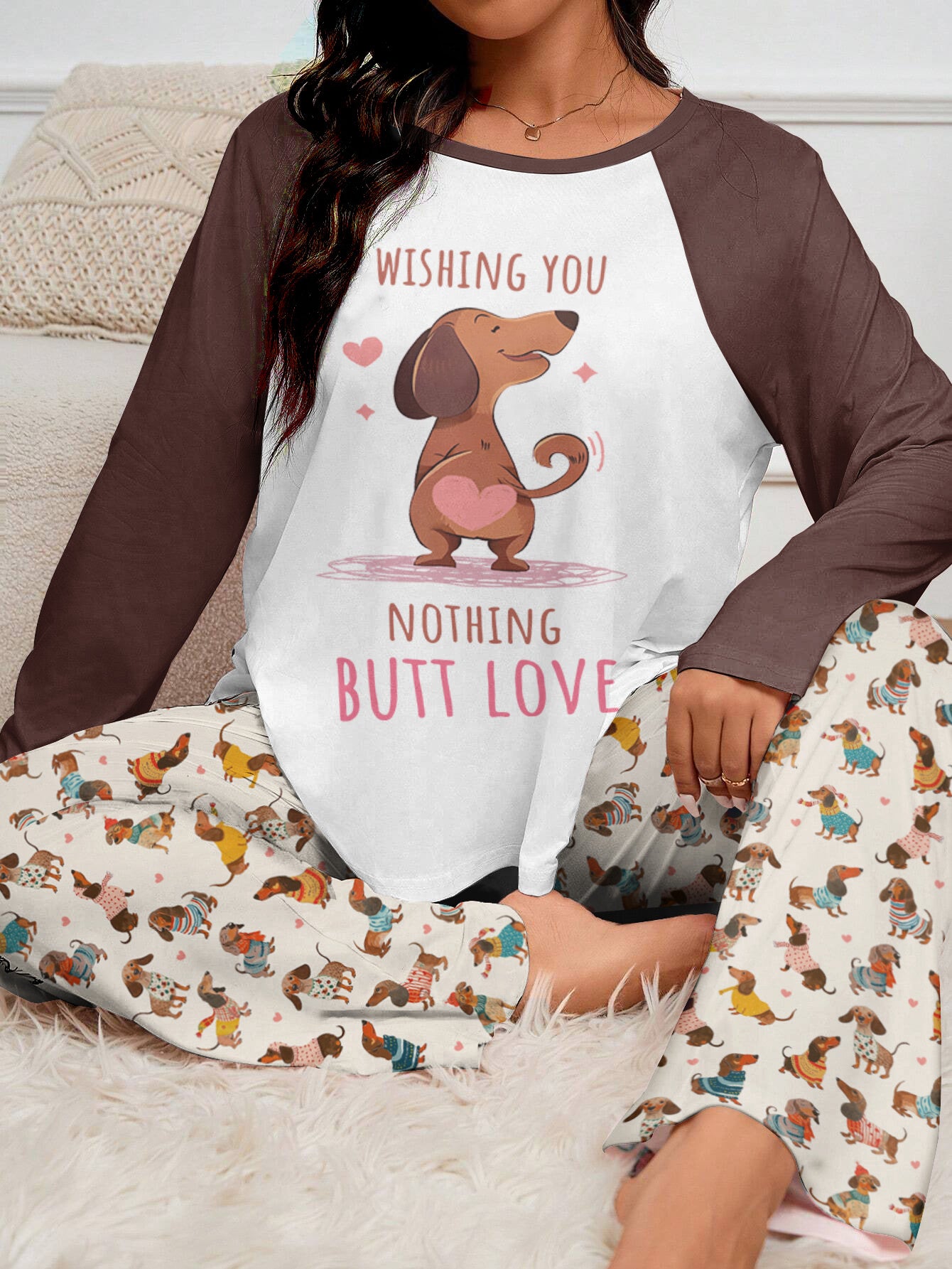 Dachshund Raglan Lounge Pajamas Wishing You Nothing But Love