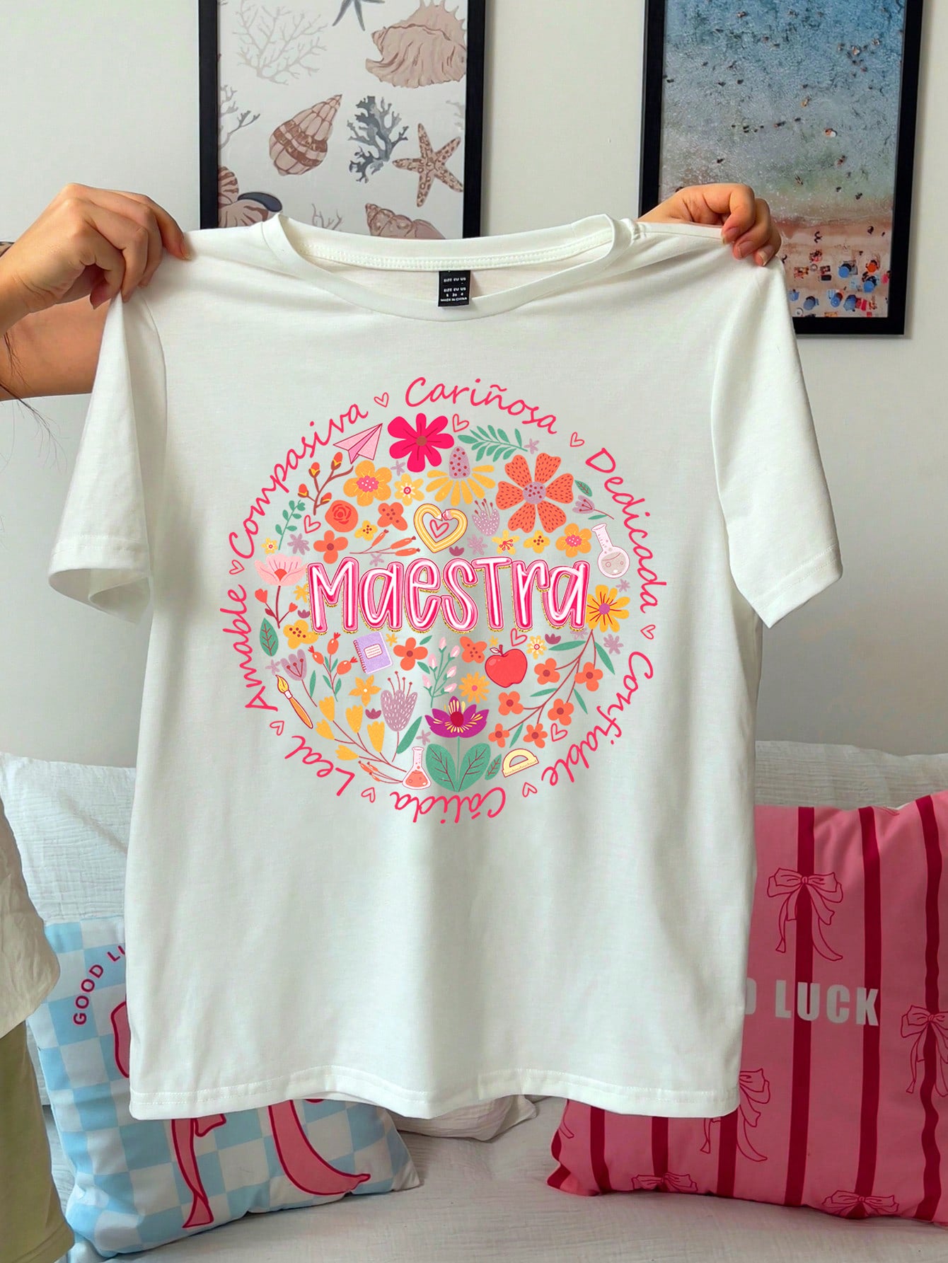 Spanish Teacher Graphic Tee Floral Maestra