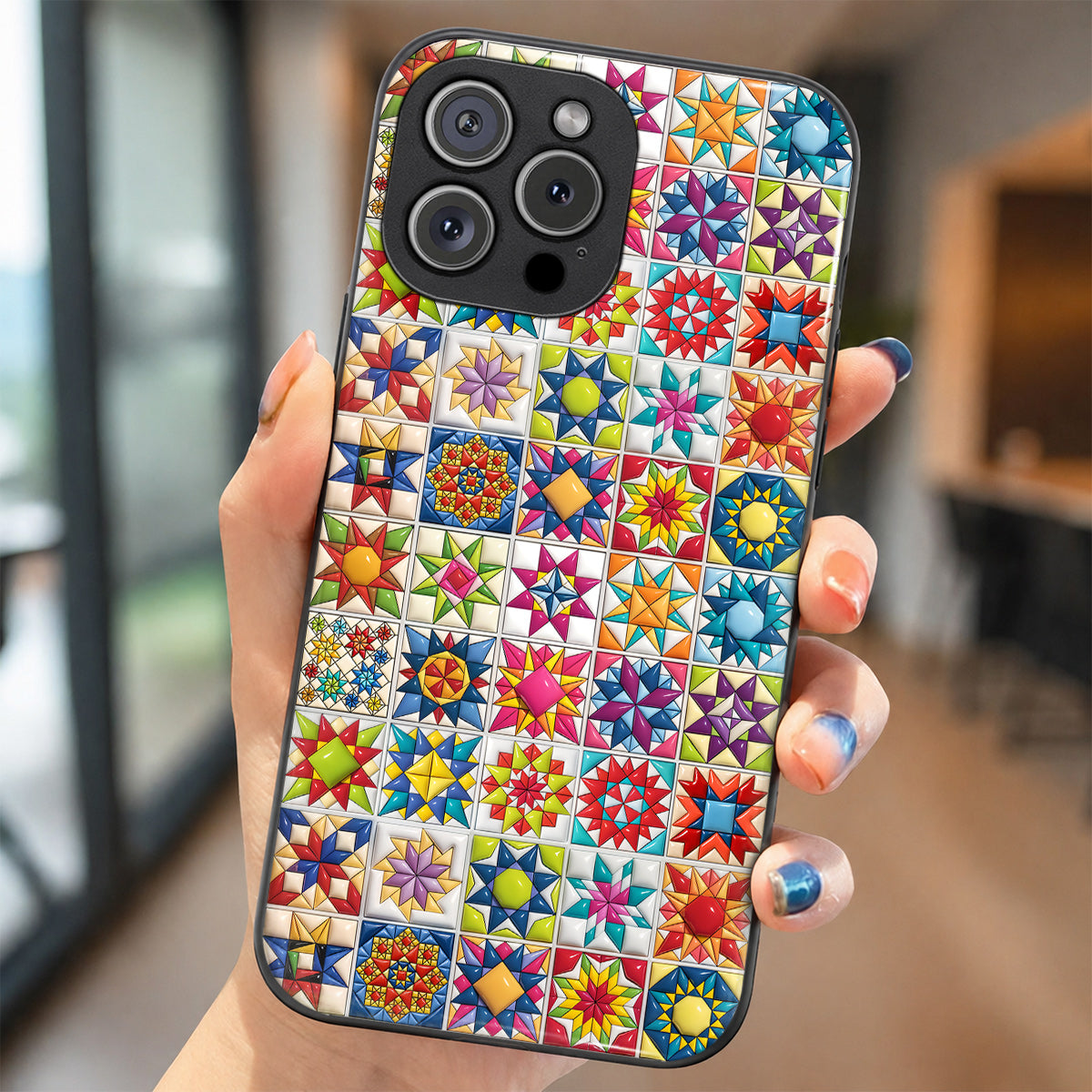 Sewing Lover Phone Case Colorful Super Star Quilt Blocks