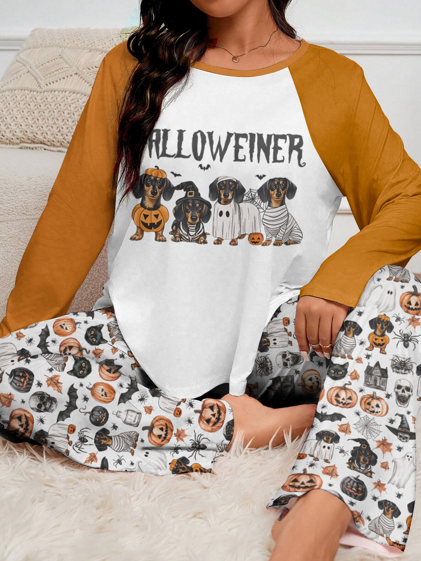 Dachshund Raglan Lounge Pajamas Halloweiner