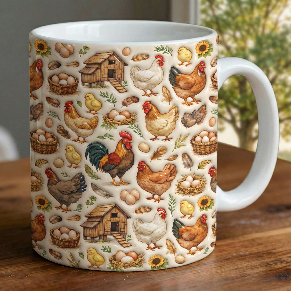 Chicken Ceramic Mug Farmhouse Chicken Harvest