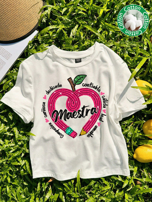 Spanish Teacher Graphic Tee Maestra’s Pink Heart