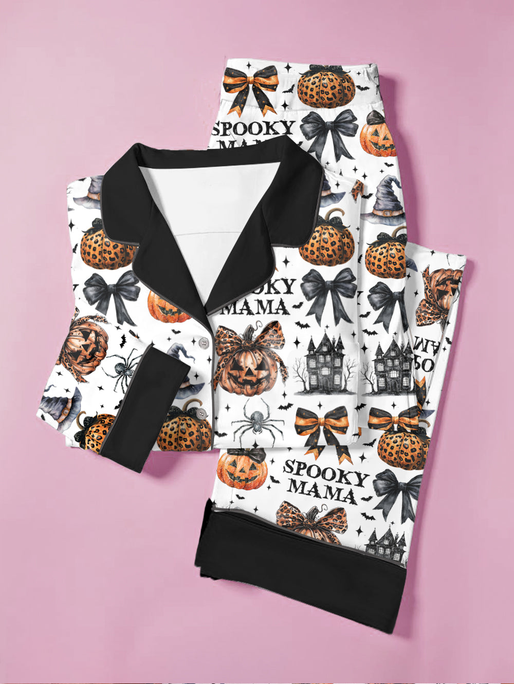 Halloween Classic Pajama Set Custom Title Spooky Mama Grandma