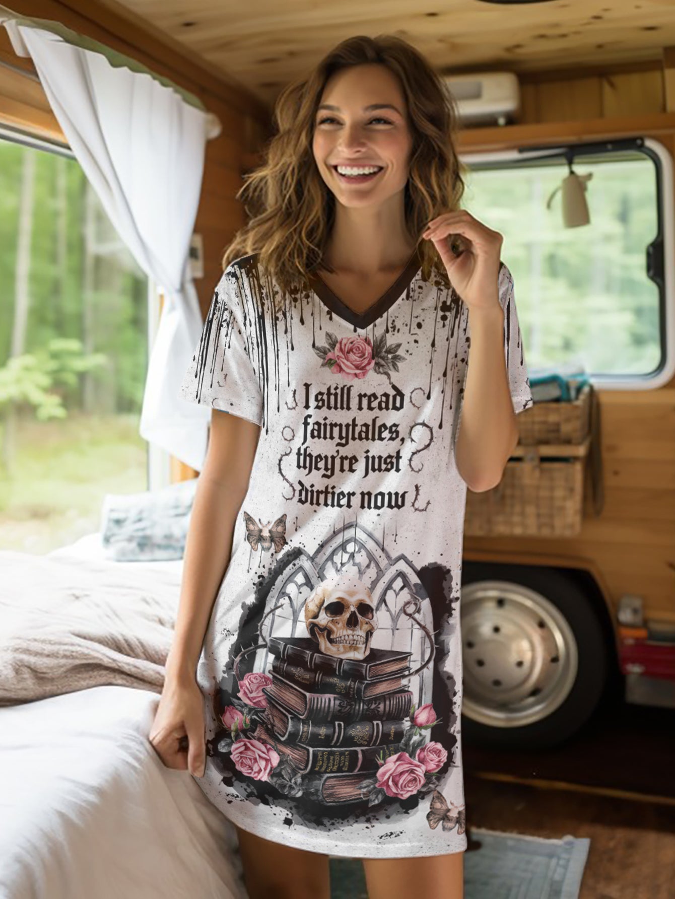 Book Lover V-neck Nightshirt Dirtier Fairytales