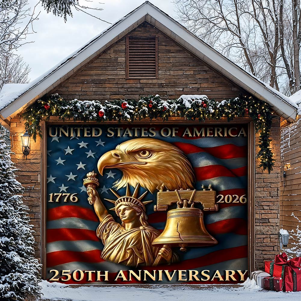 Patriotic Garage Door Banner - America 250th Anniversary
