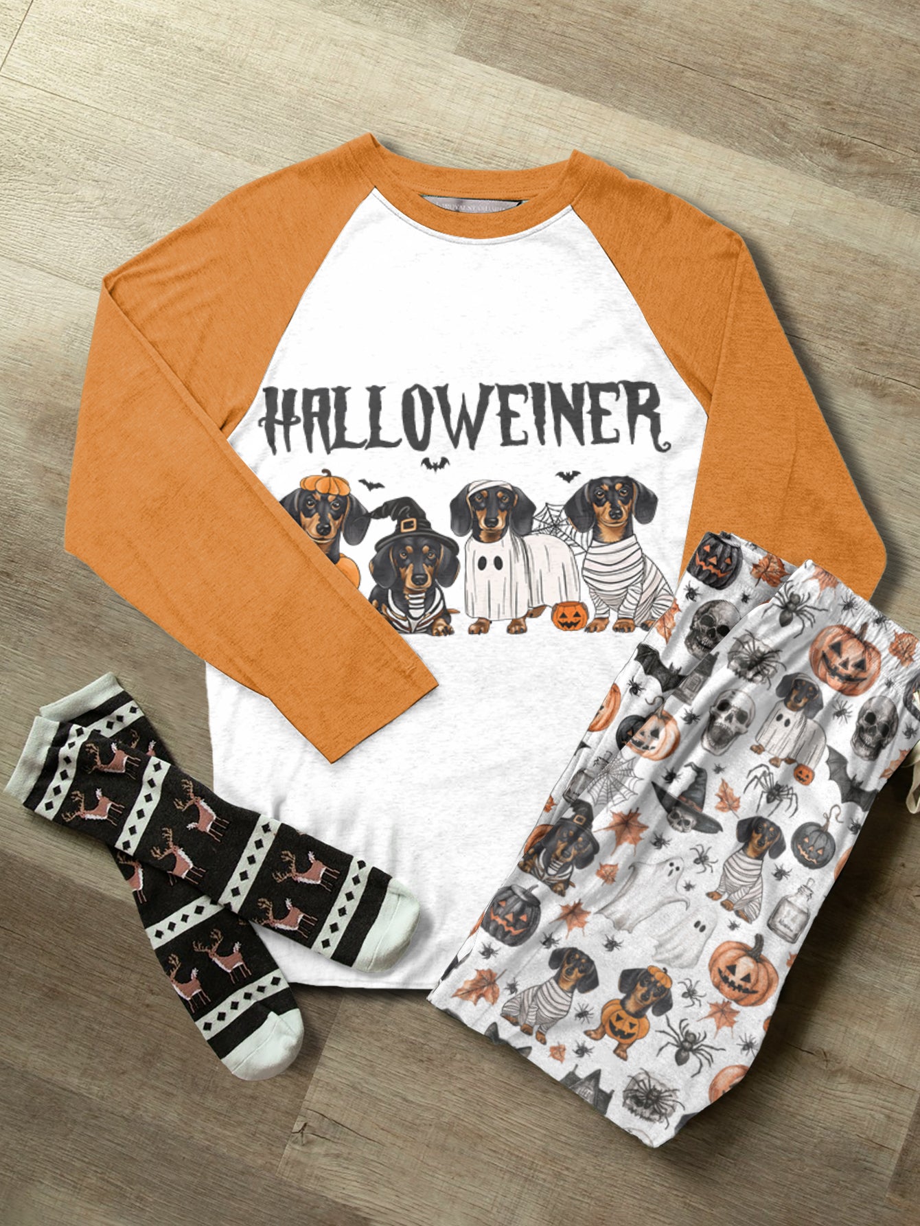 Dachshund Raglan Lounge Pajamas Halloweiner
