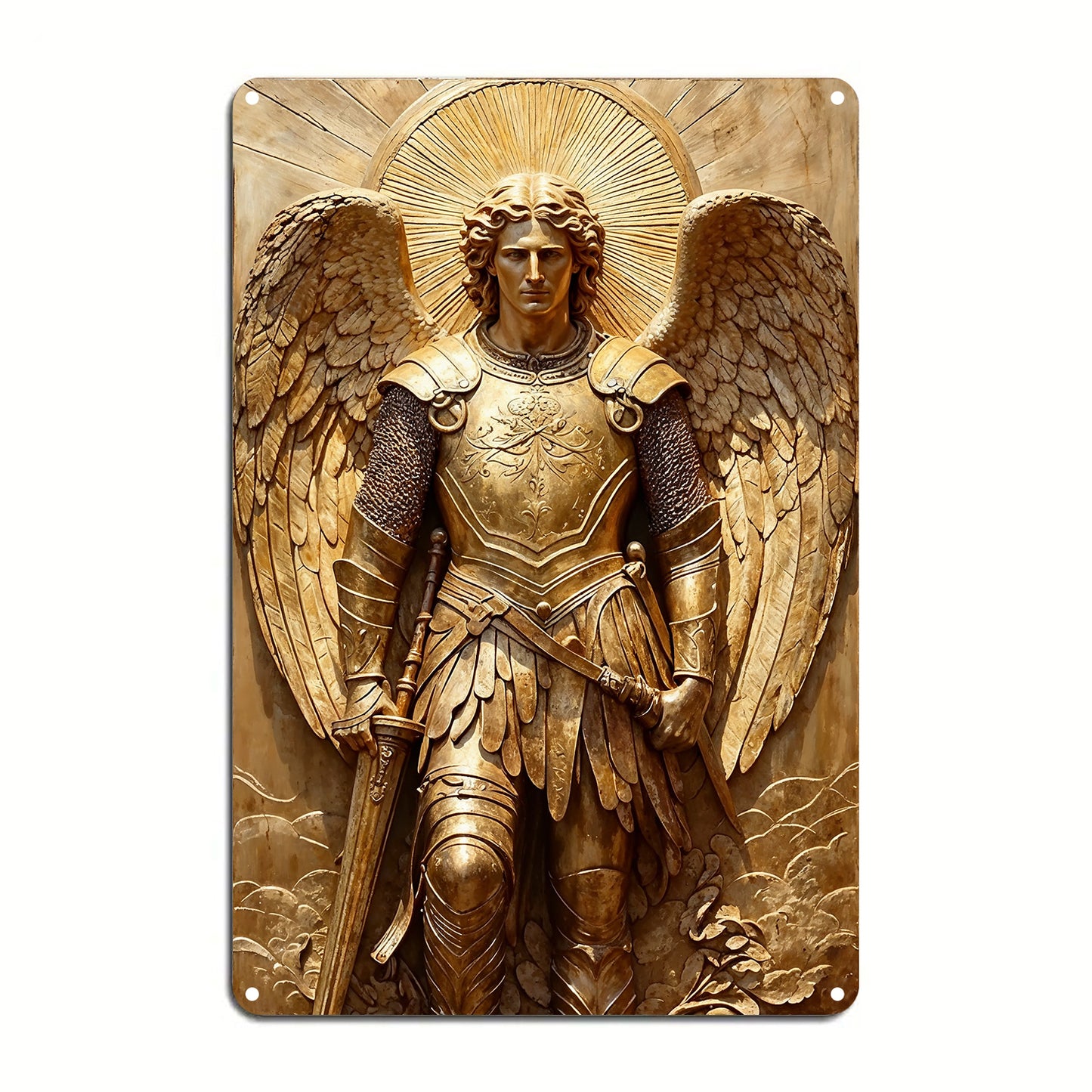 God 2D Metal Sign Guardian Gold Angel