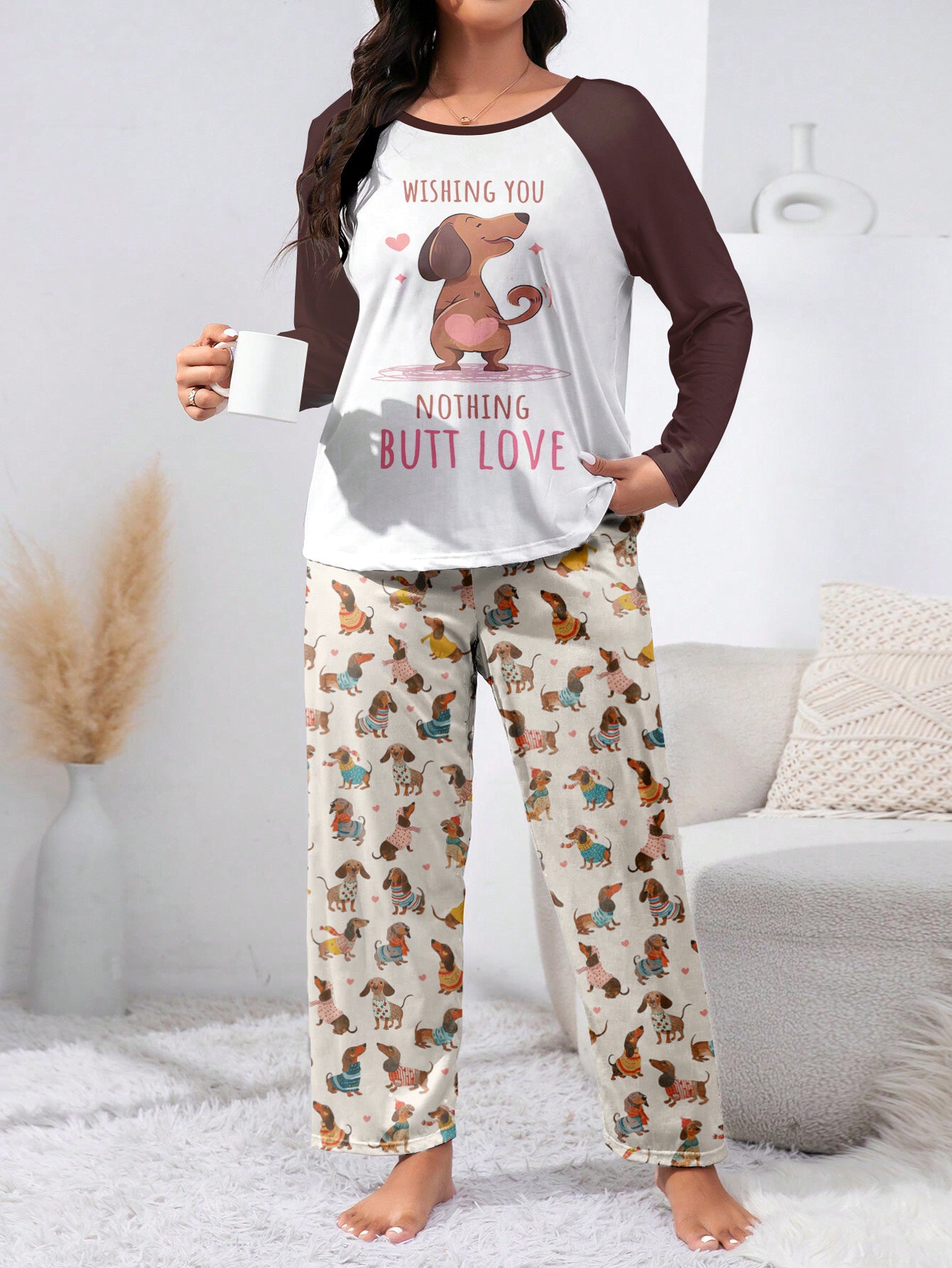 Dachshund Raglan Lounge Pajamas Wishing You Nothing But Love
