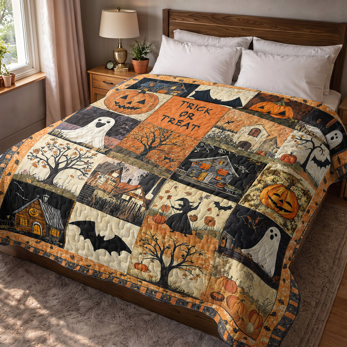 Halloween Quilted Blanket Spooky Trick Or Treat