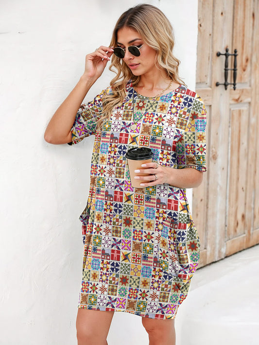 Sewing Lover Long Sleeve Tunic Dress Quilt Blocks