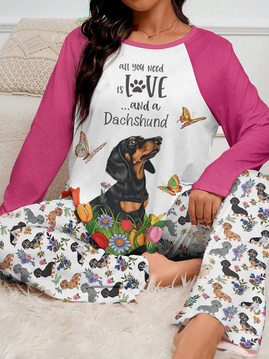 Dachshund Raglan Lounge Pajamas All You Need Is Love And A Dachshund