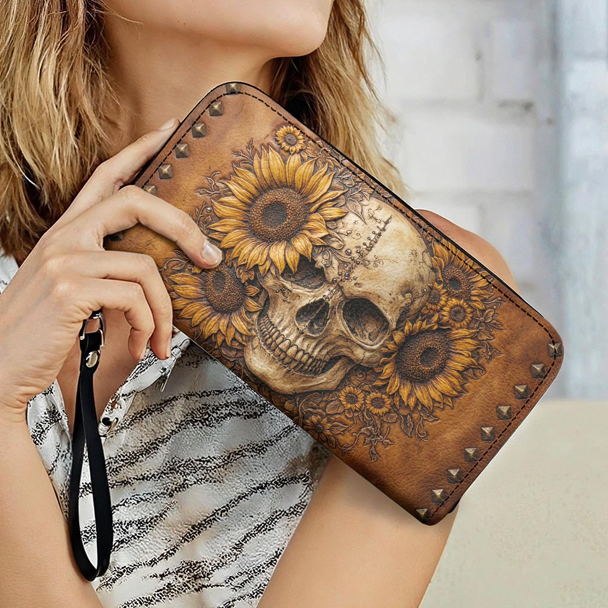 Skull Leather Wallet Bloom Beyond the Bone