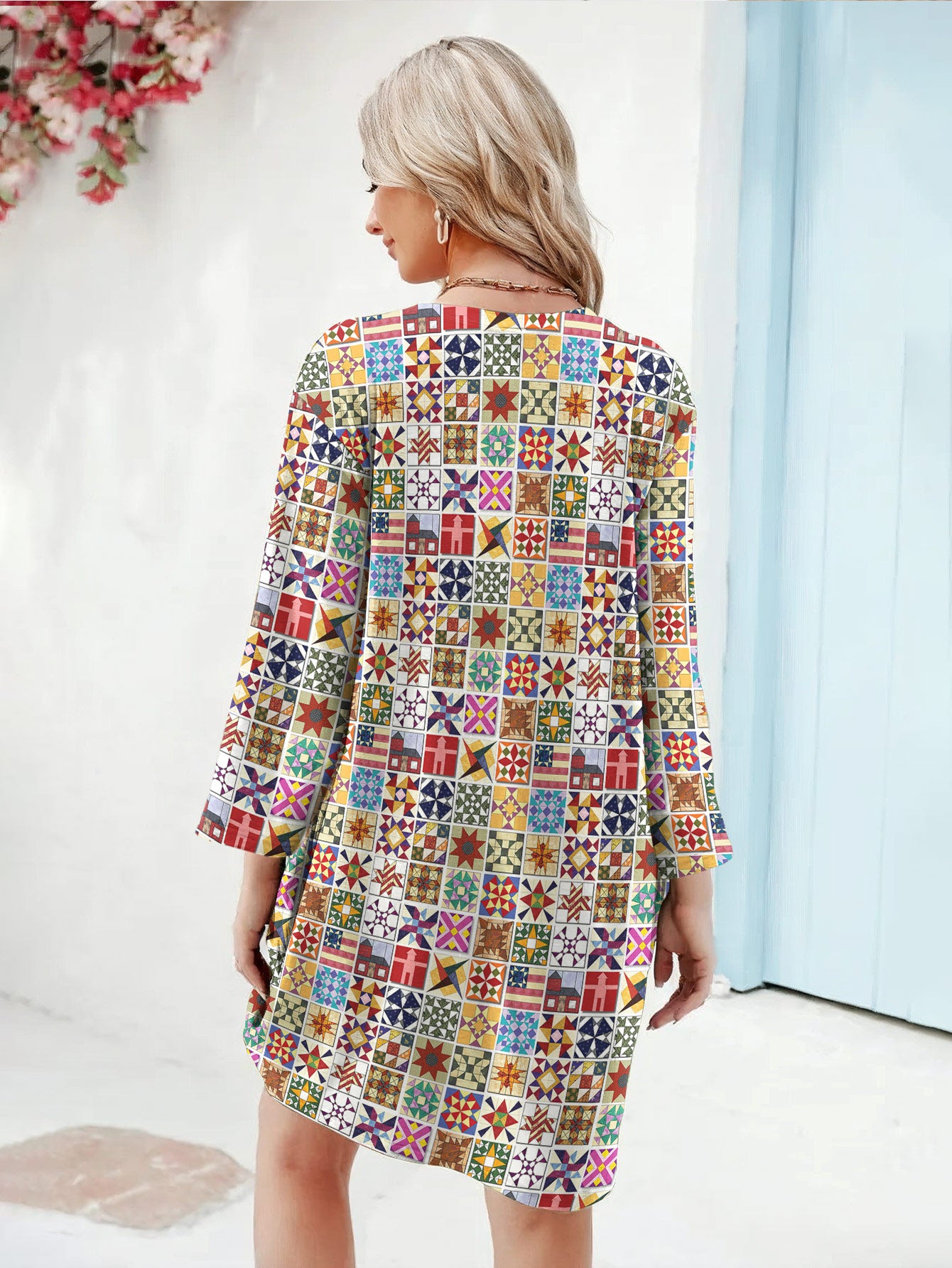 Sewing Lover Long Sleeve Tunic Dress Quilt Blocks