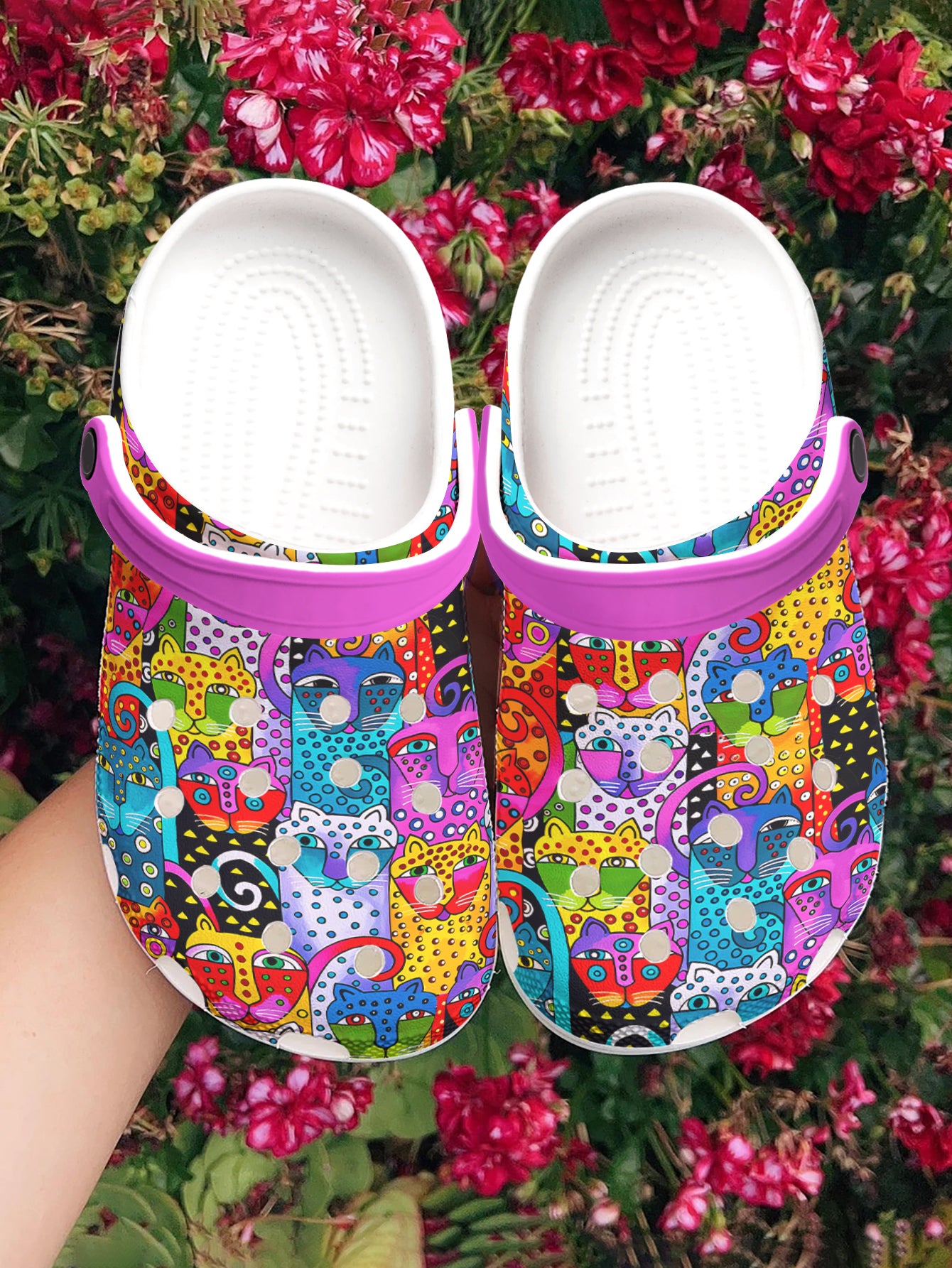 Cat Graphic Clogs Abstract Cats