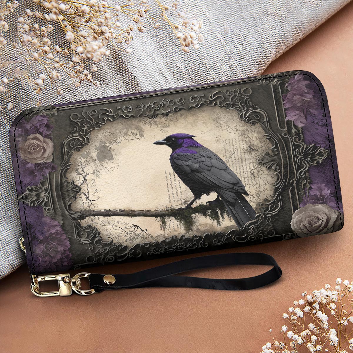 Gothic Leather Wallet Violet Raven