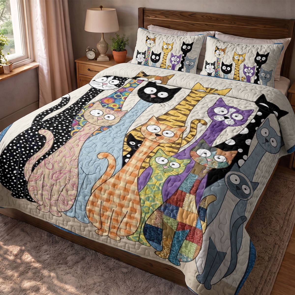 Cat Quilted Blanket The Quirky Cat Parade