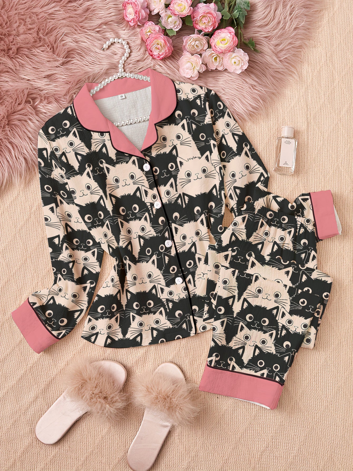 Cat Classic Pajama Set Cute Fat Cats
