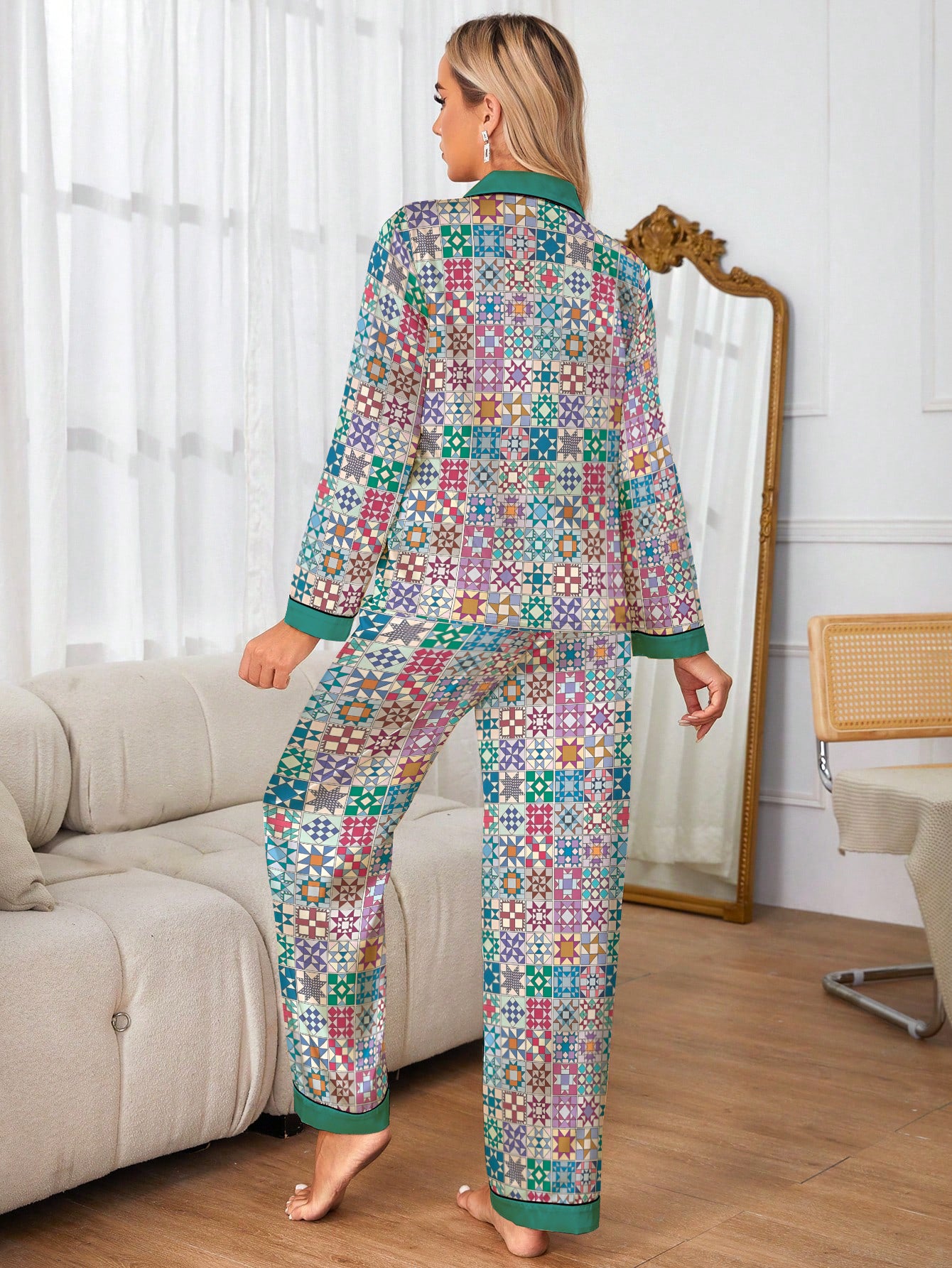 Quilting Lover Classic Pajama Set Traditional Quilt Blocks