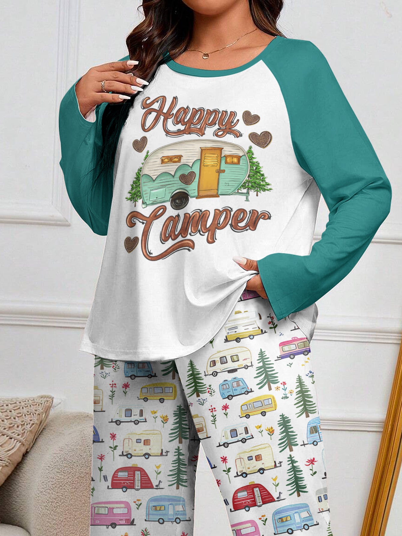 Camping Raglan Lounge Pajamas Happy Camper