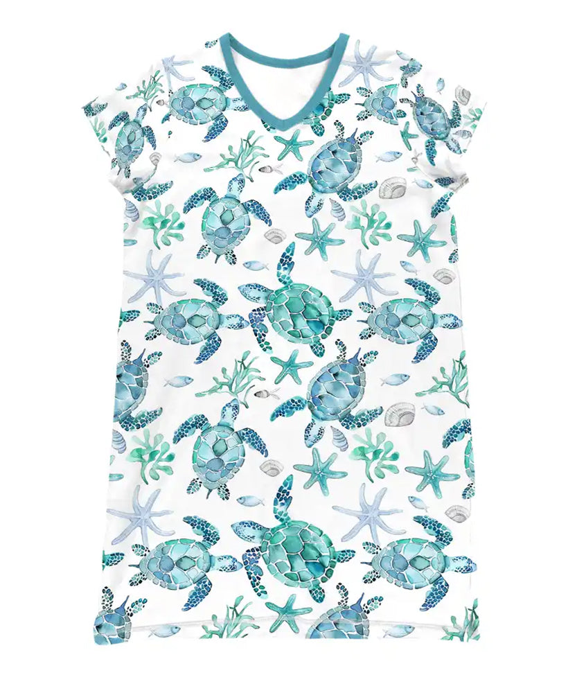 Turtle Lover V-neck Nightshirt Tide Turtles
