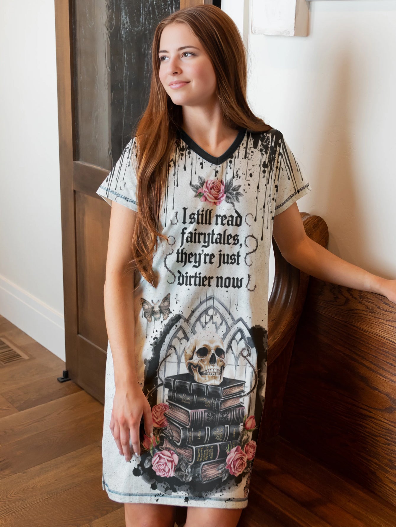 Book Lover V-neck Nightshirt Dirtier Fairytales