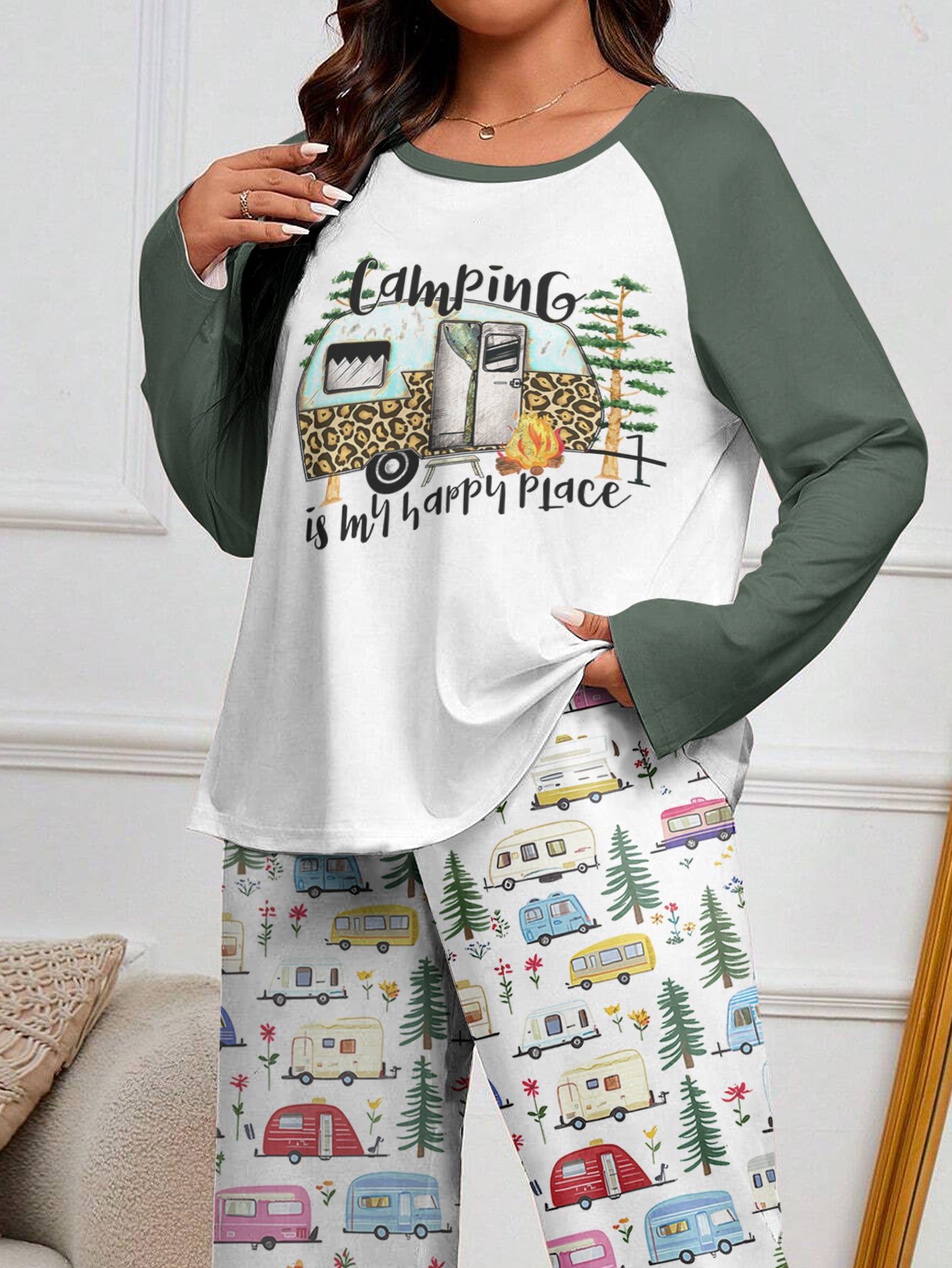 Camping Raglan Lounge Pajamas Camping Is My Happy Place