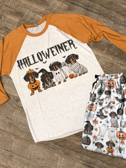 Dachshund Raglan Lounge Pajamas Halloweiner