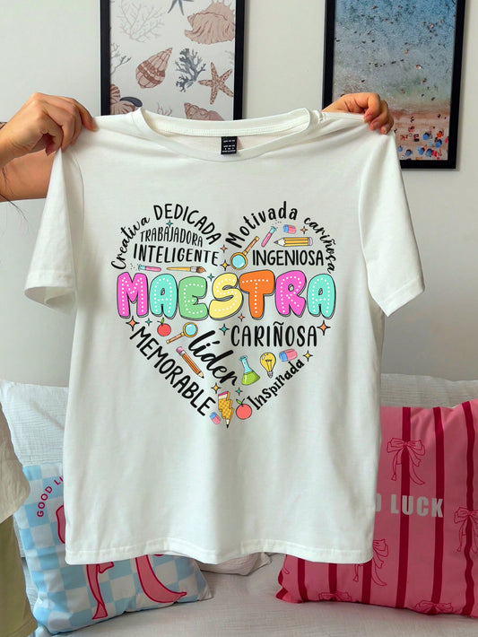 Spanish Teacher Graphic Tee Maestra’s Heart
