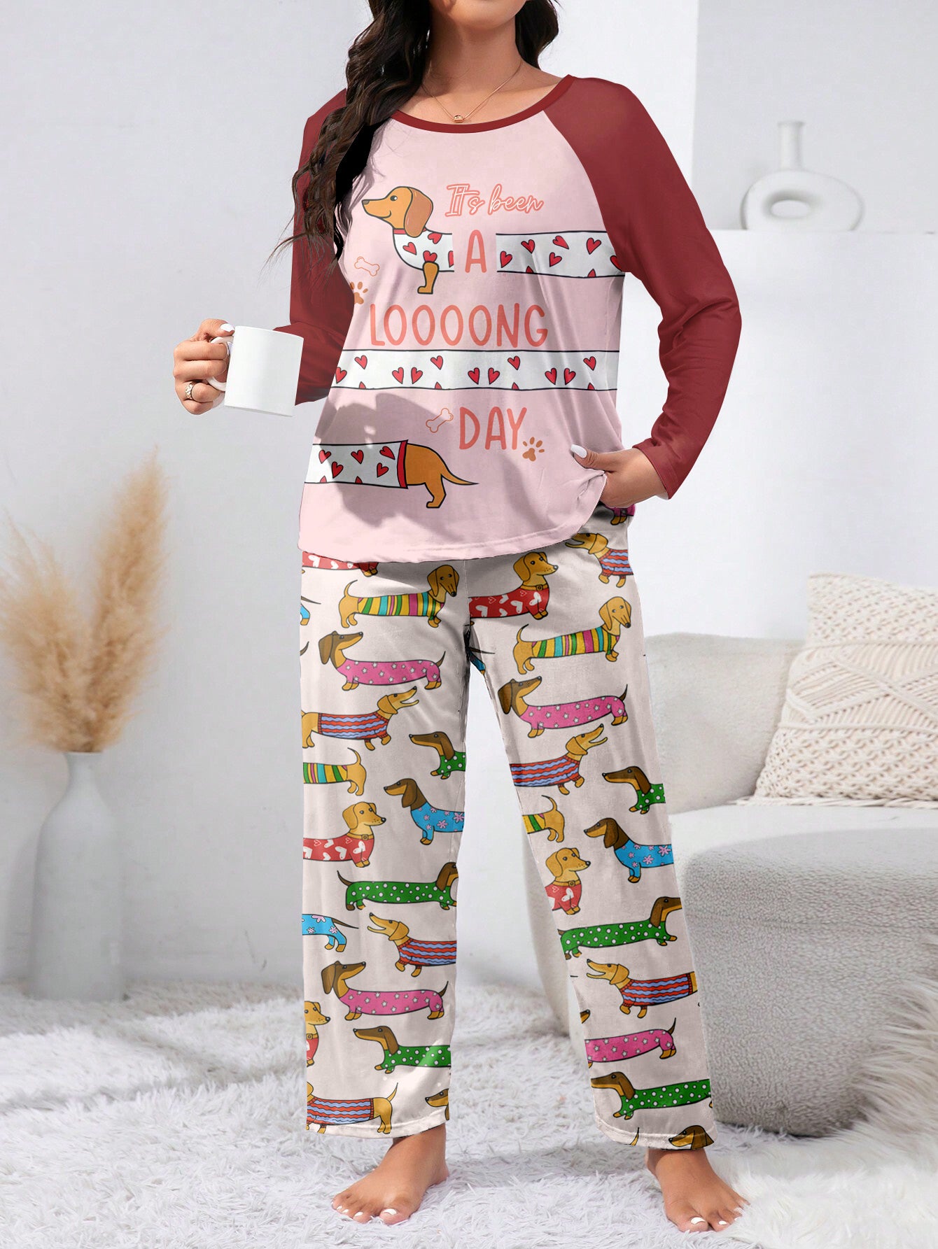 Dachshund Raglan Lounge Pajamas It's Been A Looong Day