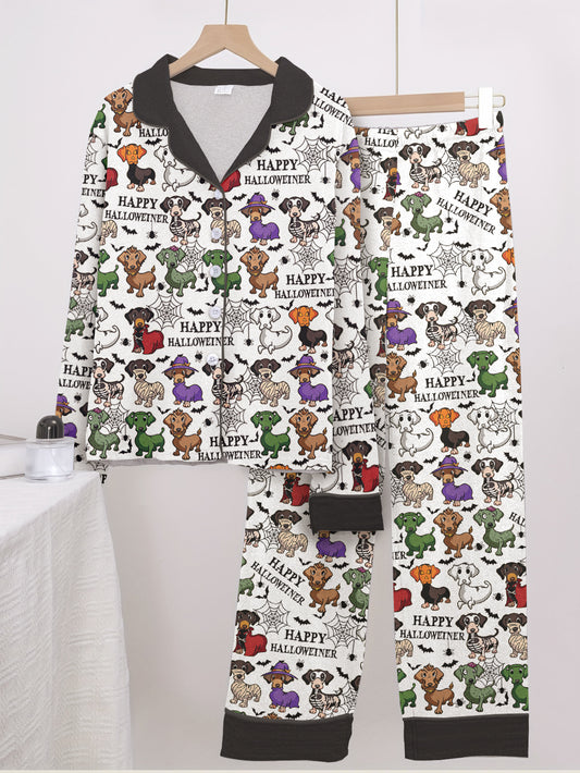 Dachshund Halloween Pajama Set Happy Halloweiner