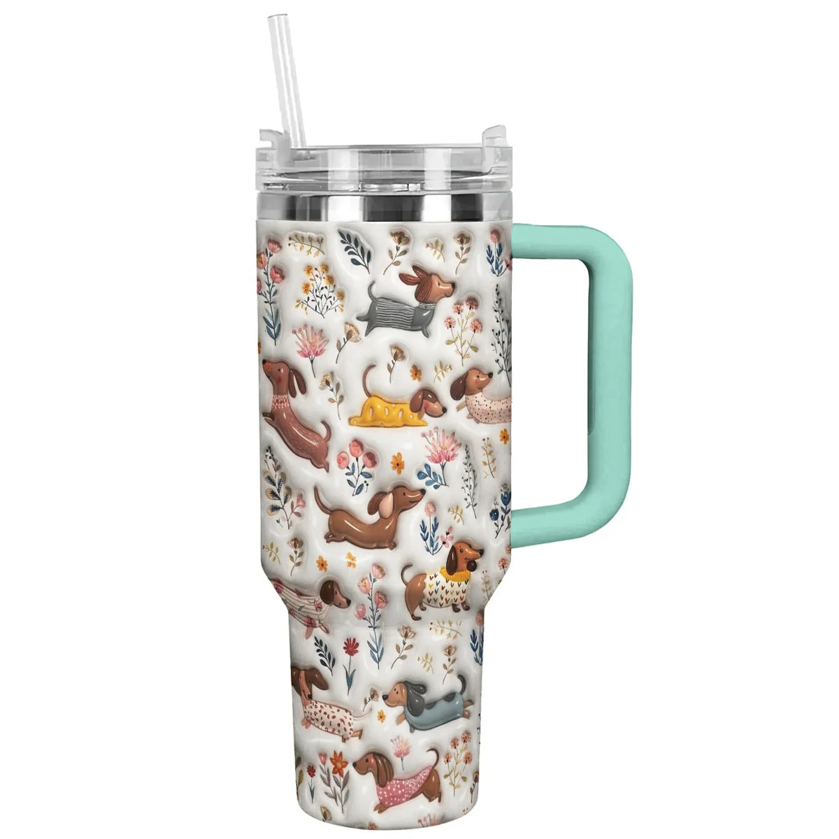Dachshund 40 oz Tumbler Happy Field Flowers