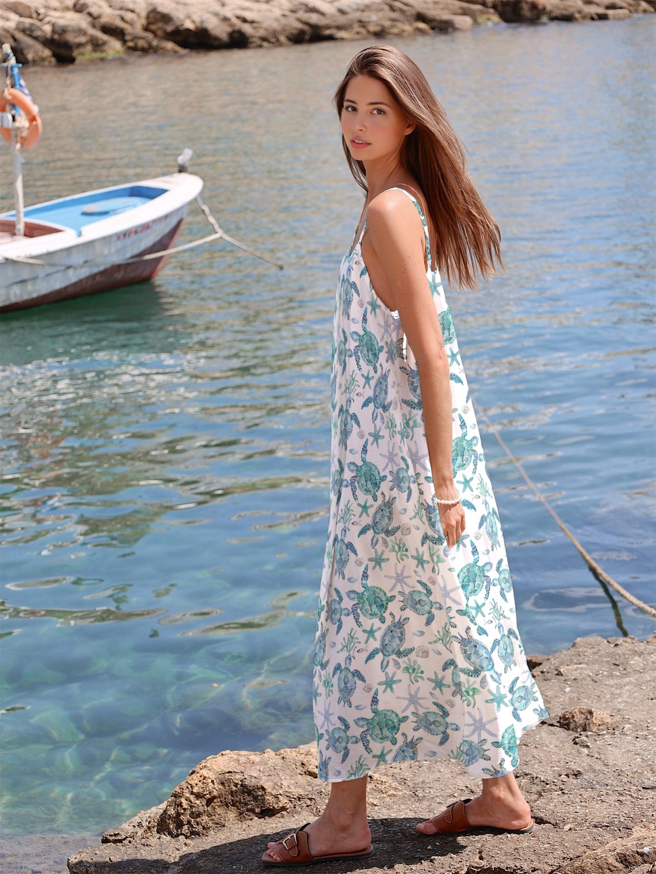Sea Turtle Maxi Dress Tide Turtles